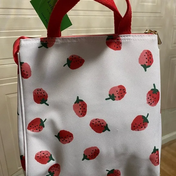 Kate Spade Insulated Lunch Tote Cooler Thermal Bag - New Pink 🍓 Print!! - Picture 4 of 9